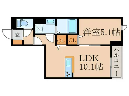 セレスティア若宮(1LDK/1階)の間取り写真