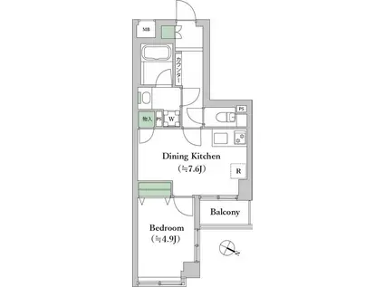 デュオ・スカーラ西新宿II(1DK/3階)の間取り写真
