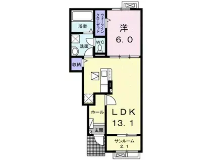 スワンプ マンション AB(1LDK/1階)の間取り写真