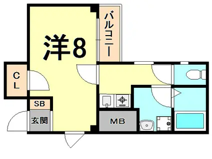 FLAT34西宮(1K/8階)の間取り写真