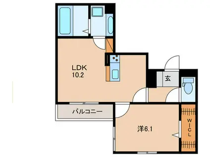 SJ塚本通(1LDK/1階)の間取り写真