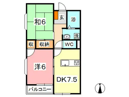 デュエル倉敷(2DK/2階)の間取り写真