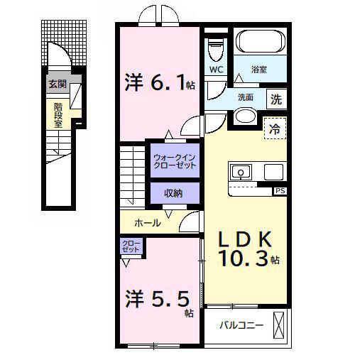 KOUWAII(2LDK/2階)の間取り写真