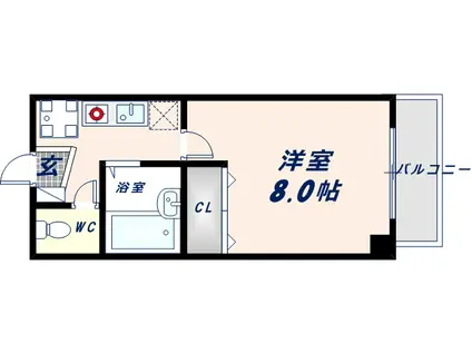 スリーゼ菱屋西(1K/3階)の間取り写真