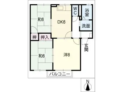 クレールパル(3DK/2階)の間取り写真