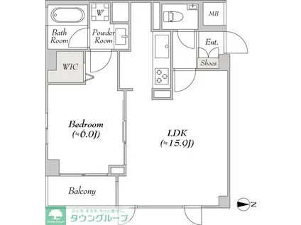 ミリアレジデンス高輪(1LDK/1階)の間取り写真