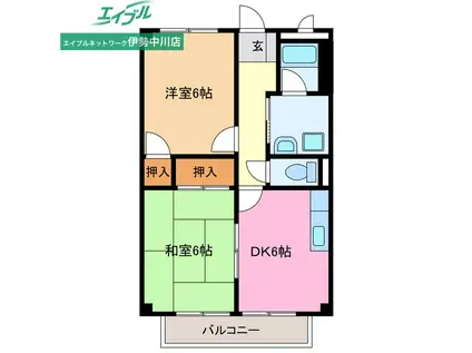 SURPLUSTWOコーポラス戸木(2DK/2階)の間取り写真