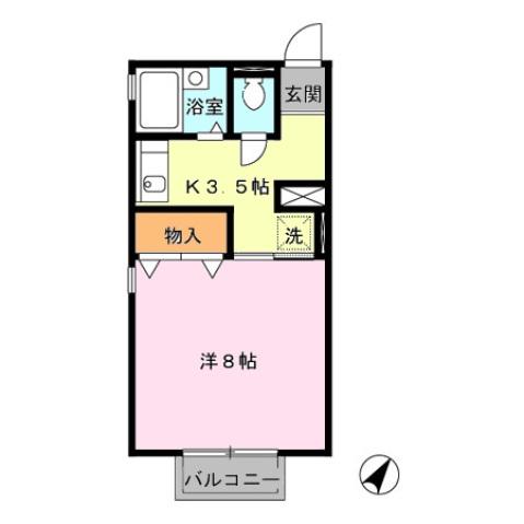 エール天神(1K/2階)の間取り写真