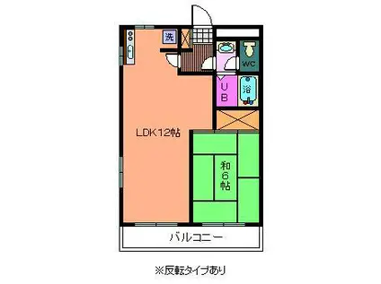 ハイデンス石川(1LDK/3階)の間取り写真