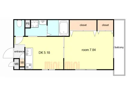 AILE南塚口V(1DK/3階)の間取り写真