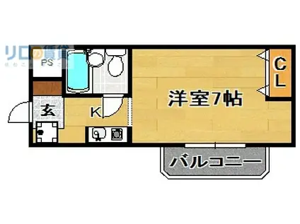 メーベルハイツB(1K/3階)の間取り写真