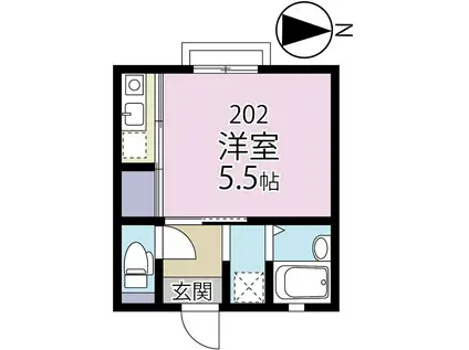 リール74(ワンルーム/2階)の間取り写真