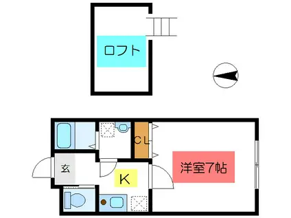 ルナリアVI(1K/2階)の間取り写真