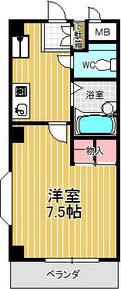 カサブランカ二村台(1K/2階)の間取り写真