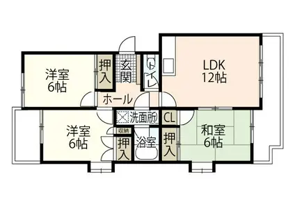 高須シティーハウス(3LDK/3階)の間取り写真