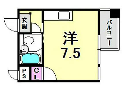 ノア西宮(ワンルーム/3階)の間取り写真