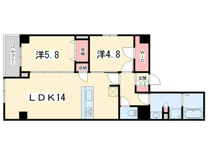 CALM河原町二条(2LDK/2階)の間取り写真