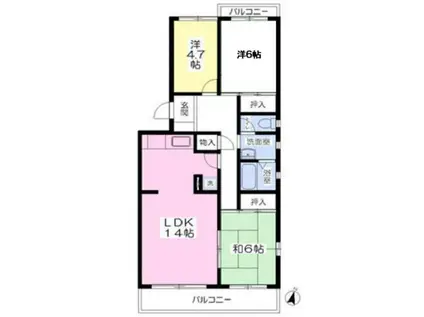 パークタウン若宮団地3号棟(3LDK/4階)の間取り写真