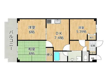 K-1ST(3DK/3階)の間取り写真