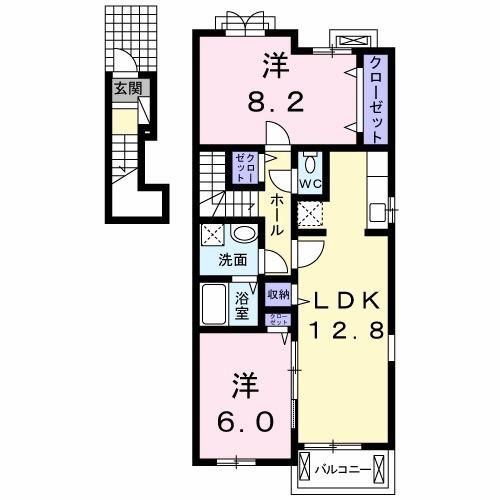 クラールプレディエD(2LDK/2階)の間取り写真