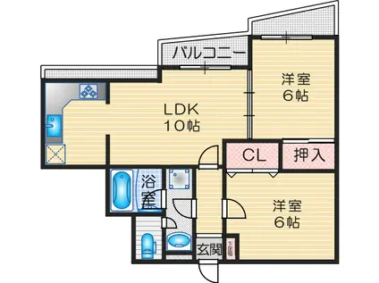 ヴィヴァーチェ高槻(2LDK/3階)の間取り写真