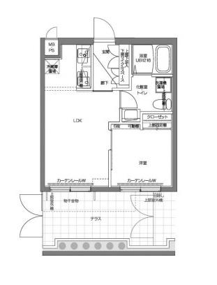 パティーナV代々木上原(1LDK/1階)の間取り写真