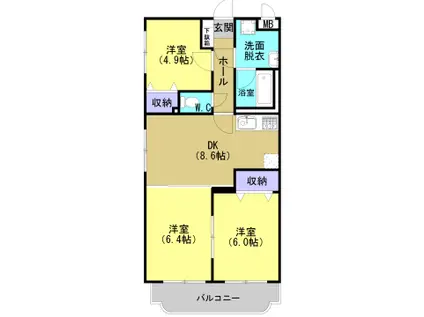 ユーミーシャーモ(3DK/1階)の間取り写真