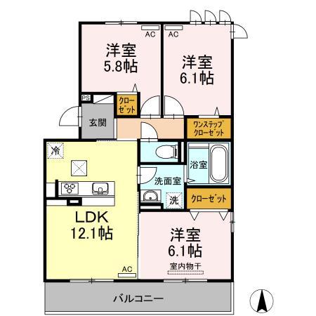 メゾン勝賀(3LDK/3階)の間取り写真