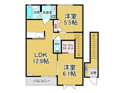 アリシャB棟(2LDK/2階)の間取り写真