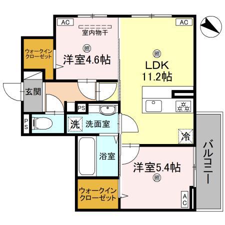 秀豊5号館(2LDK/2階)の間取り写真