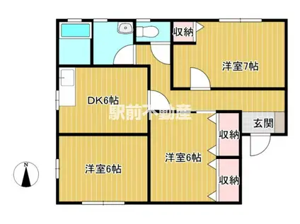 スウィートフラッグ(3DK/1階)の間取り写真