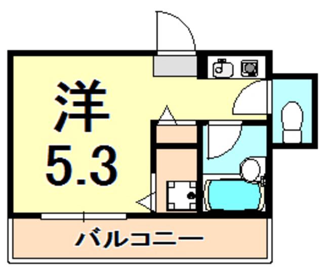 ブランシュ甲東園(ワンルーム/2階)の間取り写真