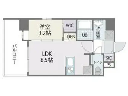 ＪＲ鹿児島本線 竹下駅 徒歩3分 15階建 築1年(1LDK/11階)の間取り写真