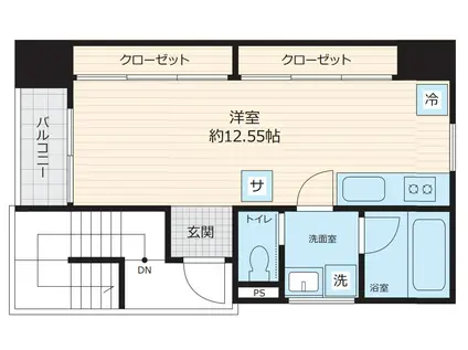 SCENE.MEGURO SAUNA RESIDENCE(ワンルーム/3階)の間取り写真