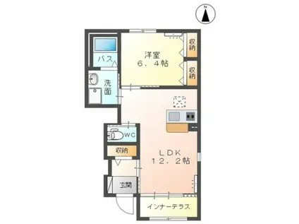 ボワ ヴェールIV(1LDK/1階)の間取り写真
