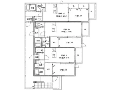 メゾンクレール壺川(1LDK/2階)の間取り写真