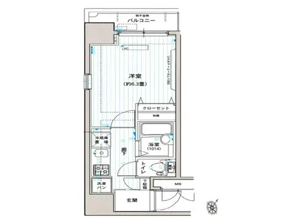 アフェクシオン日本橋人形町(1K/6階)の間取り写真