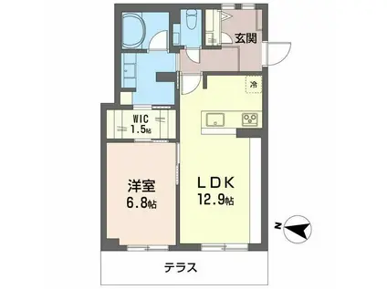 モン・レーヴ(1LDK/1階)の間取り写真