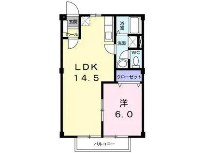 ニューシティレスポワール(1LDK/1階)の間取り写真