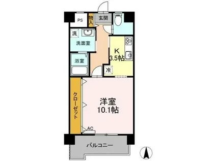 マンションベアーズクラブ(1K/2階)の間取り写真