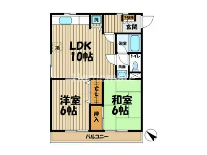 K・クラージ(2LDK/2階)の間取り写真