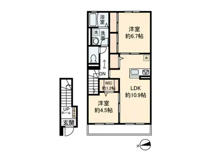 グラン・カルム(2LDK/2階)の間取り写真