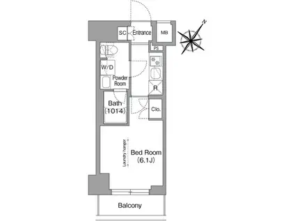 コンフォリア・リヴ横浜阪東橋(1K/4階)の間取り写真