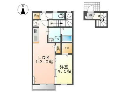 LA TROIS マルベリー B(1LDK/2階)の間取り写真