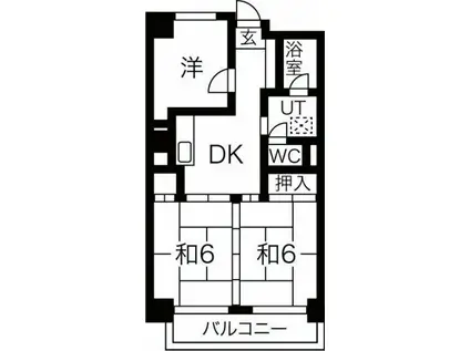 シャトー箕面(3DK/2階)の間取り写真