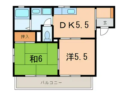 スカイハイツ(2DK/1階)の間取り写真