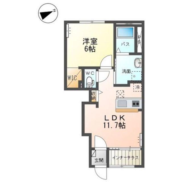 取手市寺田アパート(1LDK/1階)の間取り写真