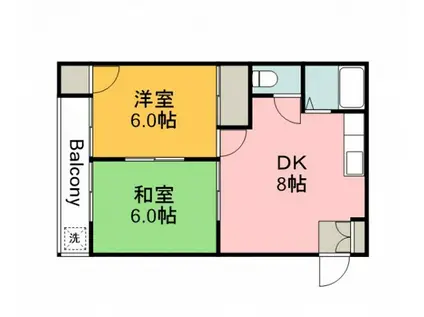 海田町田中マンション(2DK/3階)の間取り写真