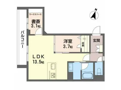 ベルビスカス(1LDK/2階)の間取り写真