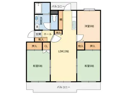 VILLAGE森の里B号棟(3LDK/2階)の間取り写真